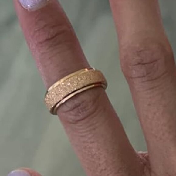 Women Fashion Stainless Steel Fidget Ring for Anxiety Sand Blast Finish - Picture 1 of 2